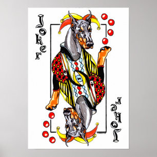 Doberman Black Joker Poster