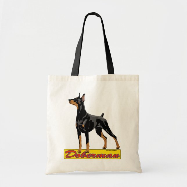 Doberman- black tote bag (Front)