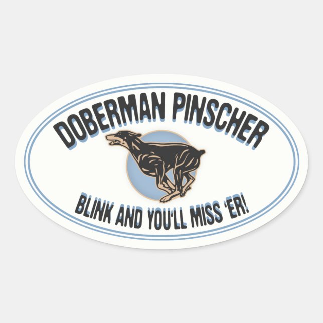 Doberman Blink Oval Sticker (Front)