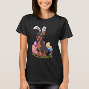 Doberman Bunny Ears Easter Egg Hunt Dog Lover East T-Shirt