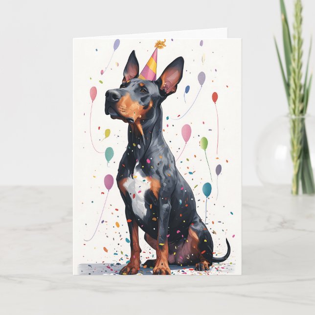 Doberman Celebration Greeting Card (Front)