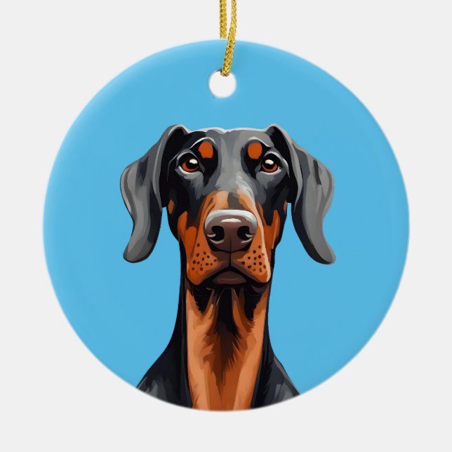 Doberman Ceramic Tree Decoration (Front)