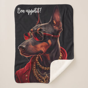 Doberman charm  sherpa blanket