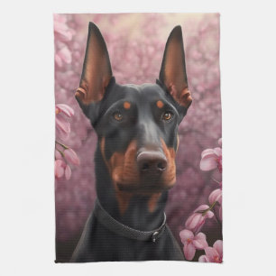 Doberman charm  tea towel