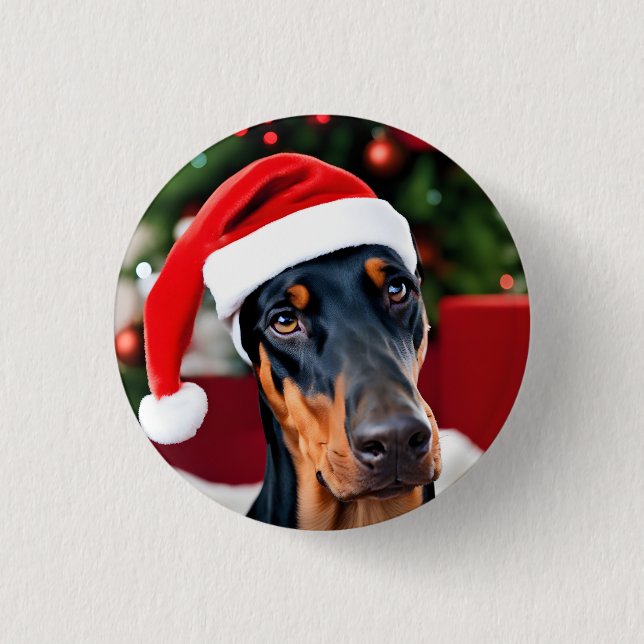 Doberman Christmas 3 Cm Round Badge (Front)