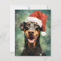 Doberman Christmas brush painting artwork