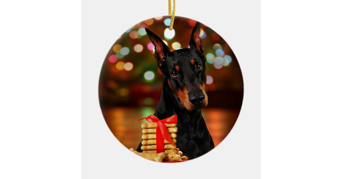 Doberman Christmas Ceramic Tree Decoration Zazzle