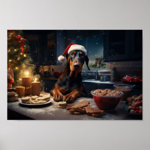 Doberman Christmas Cookies Festive Holiday Poster