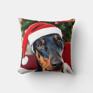 Doberman Christmas Cushion