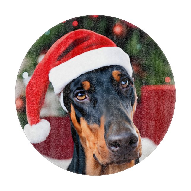 Doberman Christmas Cutting Board (Front)