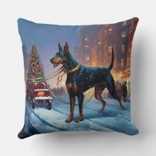 Doberman Christmas Festive Season Cushion
