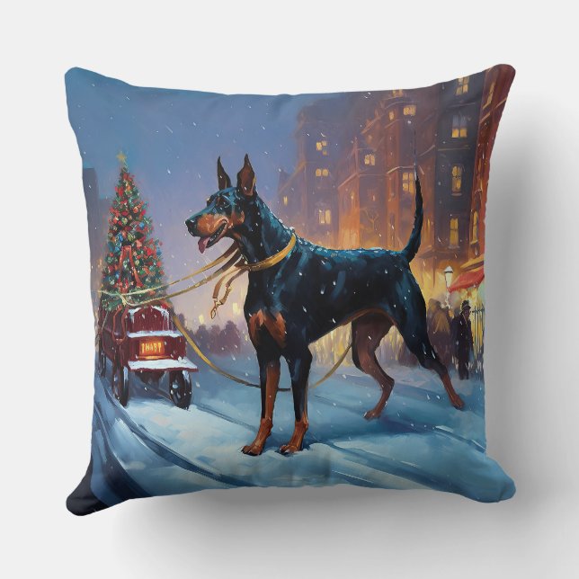 Doberman Christmas Festive Season Cushion (Back)