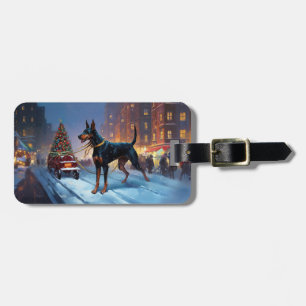 Doberman Christmas Festive Season Luggage Tag