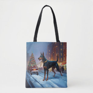 Doberman Christmas Festive Season Tote Bag