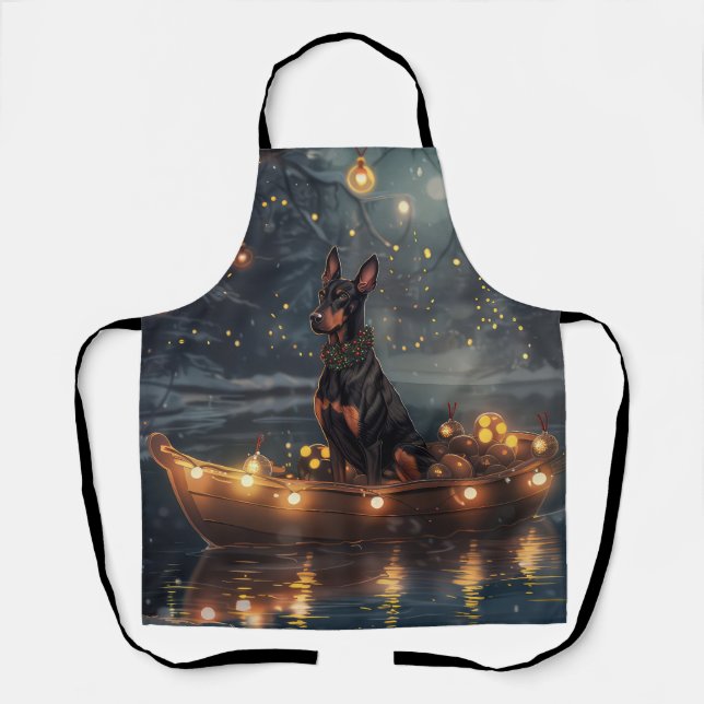 Doberman Christmas Festive Voyage  Apron (Front)