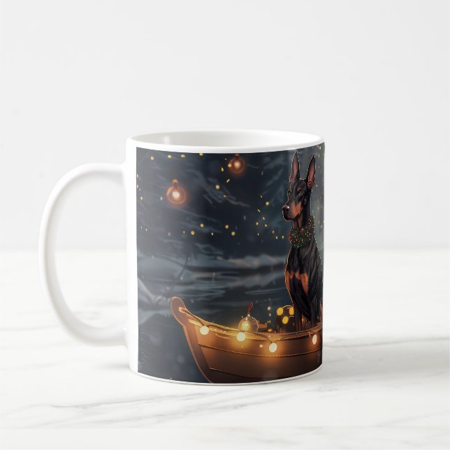 Doberman Christmas Festive Voyage  Coffee Mug (Left)
