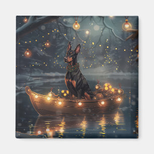 Doberman Christmas Festive Voyage  Magnet