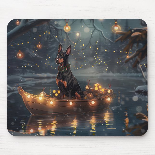 Doberman Christmas Festive Voyage  Mouse Mat (Front)