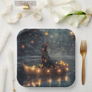 Doberman Christmas Festive Voyage Paper Plate