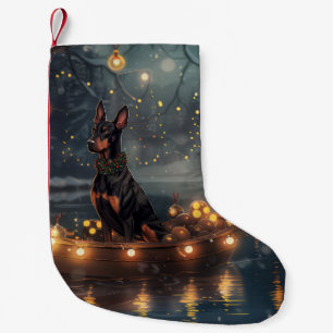 Doberman Christmas Festive Voyage  Small Christmas Stocking