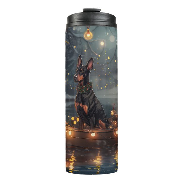 Doberman Christmas Festive Voyage  Thermal Tumbler (Front)