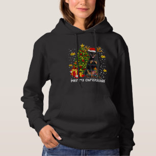 Doberman Christmas Lights Tree Santa Hoodie