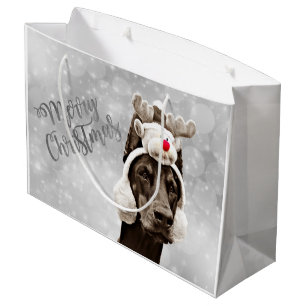 Doberman Christmas Portrait Large Gift Bag