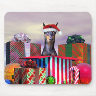 Doberman Christmas Surprise Mouse Mat