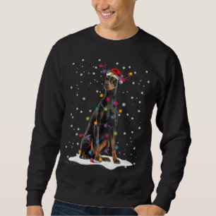 Doberman Christmas Tree Light Pajama Doberman Dog Sweatshirt