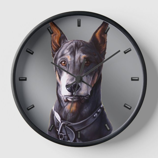 Doberman Clock Doberman Pinscher Dog Wall Clock (Front)