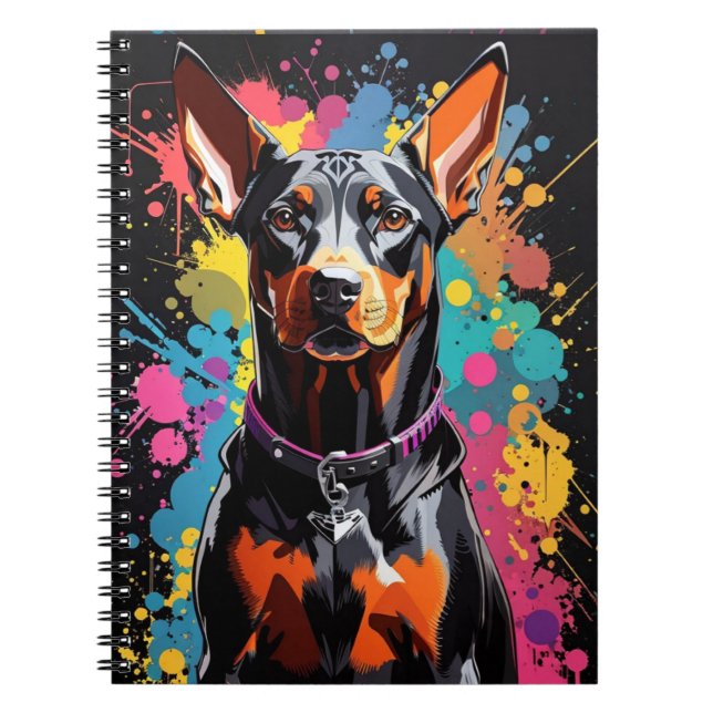 Doberman colourful spalsh notebook (Front)