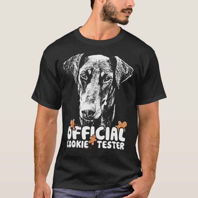Doberman Cookie Tester Christmas T-Shirt (Front)