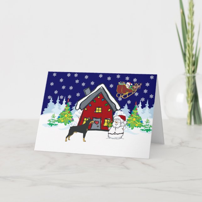 Doberman Country Christmas Holiday Card (Front)