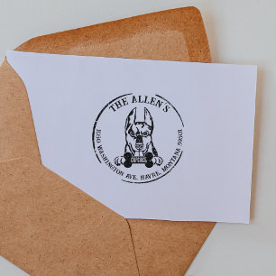 Doberman Custom Family Return Address Rubber Stamp