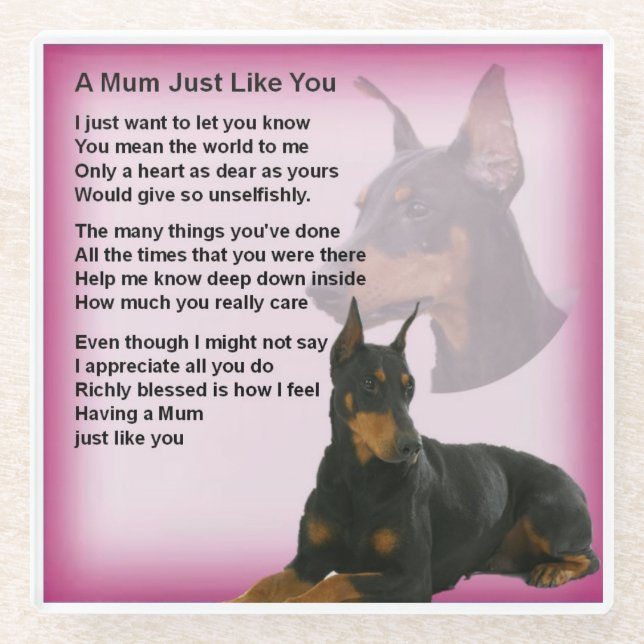 Doberman  Design  Mum Poem Coaster (Front)