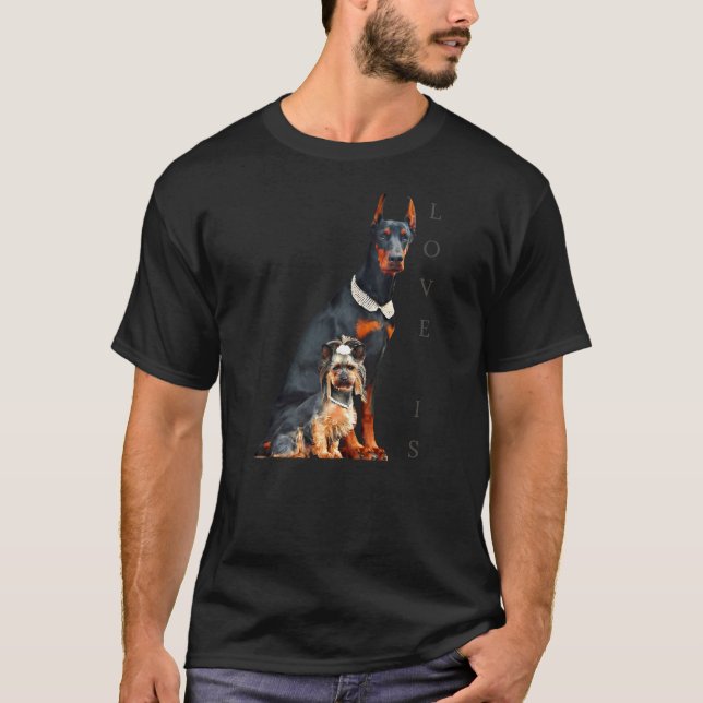 Doberman Doberman Pinscher Dog Mum Dad Love Pet T-Shirt (Front)