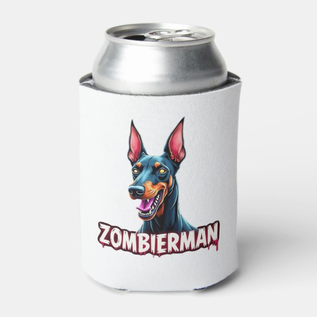 Doberman Dobie Doby Dobermann Zombie Dog Halloween Can Cooler (Can Front)