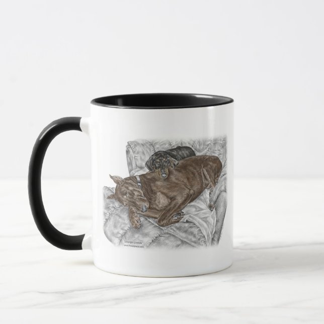 Doberman Dog and Puppy Mug (Left)