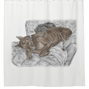 Doberman Dog and Puppy Shower Curtain