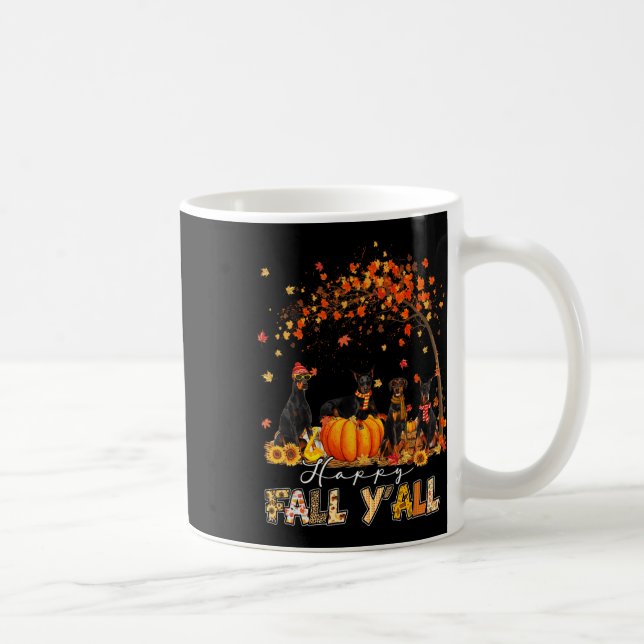 Doberman Dog Autumn Fall Pumpkin Truck Mappe Thank Coffee Mug (Right)
