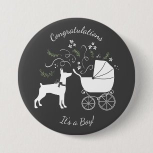 Doberman Dog Baby Shower Puppy Dobie Pinscher 7.5 Cm Round Badge