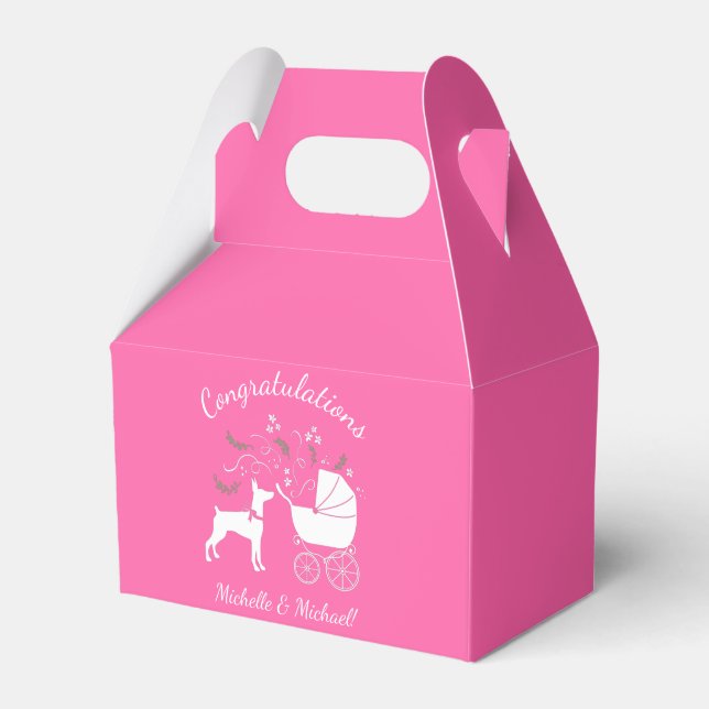 Doberman Dog Baby Shower Puppy Dobie Pinscher Favour Box (Front Side)