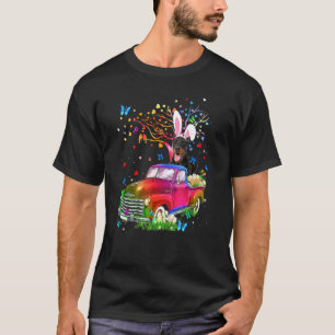 Doberman Dog Bunny Truck Hunting Eggs Tree Easter T-Shirt