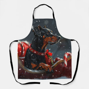 Doberman Dog Christmas Festive Apron