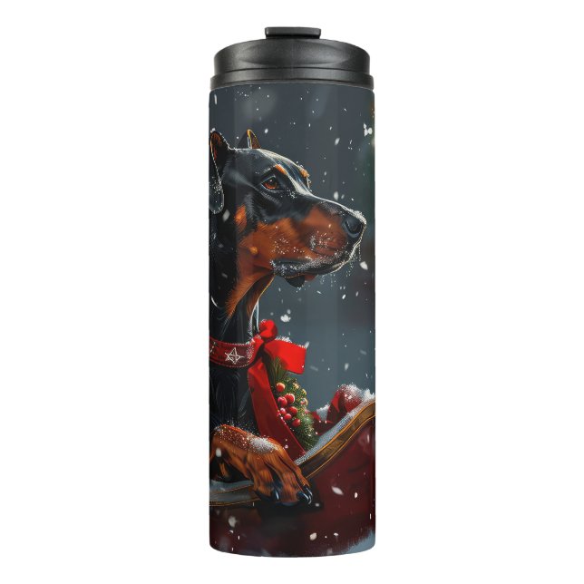 Doberman Dog Christmas Festive Thermal Tumbler (Front)