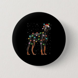 Doberman Dog Christmas Lights Santa Pet Dog Lover 6 Cm Round Badge