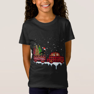Doberman Dog Christmas Red Plaid Truck Santa Xmas T-Shirt