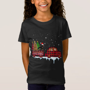 Doberman Dog Christmas Red Plaid Truck Santa Xmas T-Shirt