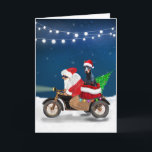Doberman Dog Christmas Santa Claus   Card<br><div class="desc">A Santa claus riding bike delivering Christmas tree and Doberman dog as gift is a perfect Christmas gift idea for someone who love this dog breed.</div>