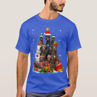 Doberman Dog Christmas Tree Funny  T-Shirt